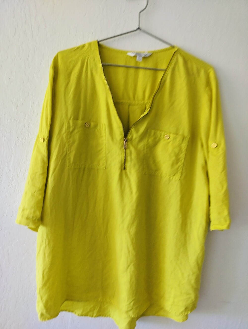 Vintage Ellen Tracy 100% Linen Tunic Vibrant Limeade Lagenlook Style Size XL